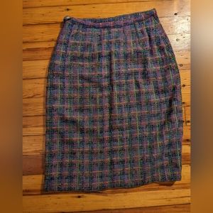 Multicolored vintage tweed pencil skirt